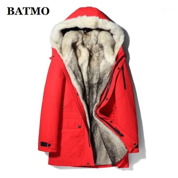 

batmo 2020 new arrival winter 100% natural real wolf fur liner parkas men,fur jackets men,11261, Black