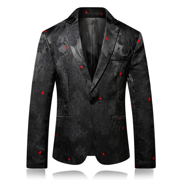 

2020 new brand plus size 4xl fashion mens blazer floral men jacket mens flower blazer designer business stage cloth for men, White;black