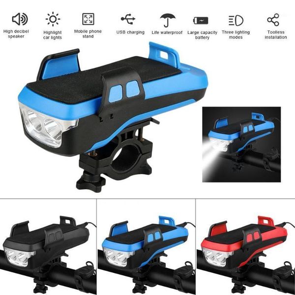 

4in1 bicycle mobile phone holder speaker headlight 4000mah mobile power led usb chargeable bicycle headlight dropshipping1
