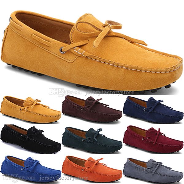 2060 New Fashion mens Scarpe casual in pelle Stile britannico primavera Coppia Genuine Peas Scrub uomo Drive Lazy man soprascarpe outdoor comodo traspirante nero giallo