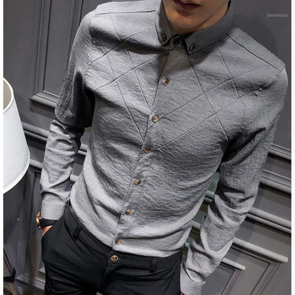 

2020 brand clothing fashion men autumn cotton linen long sleeve shirts/male slim fit lapel casual shirts s-xxxl1, White;black