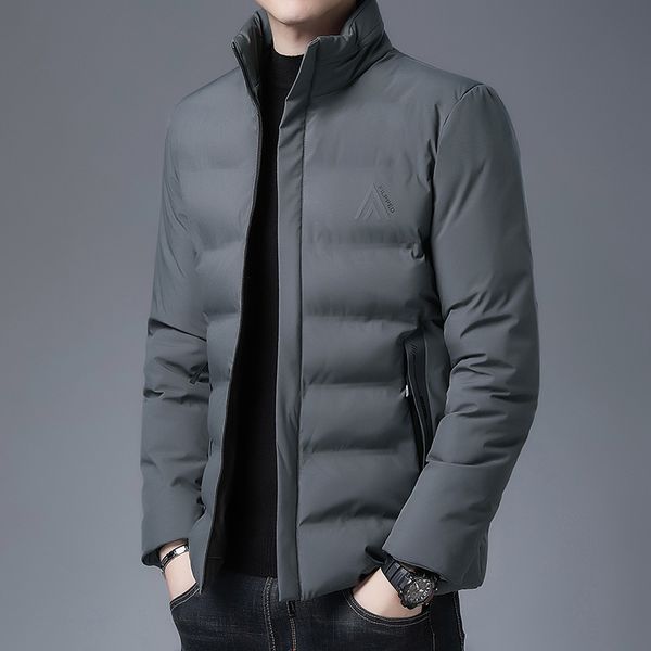 

2020 winter new middle-aged fashion stand collar thiened leisure men's warm down cotton jaet, Black