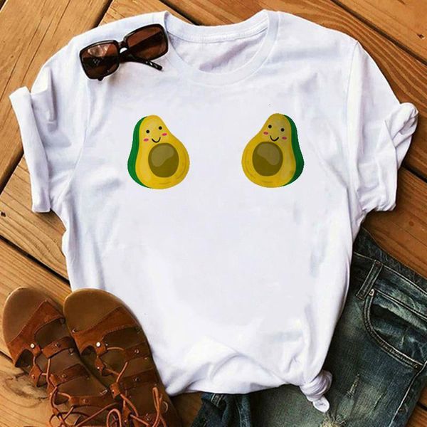 

maycaur new kawaii avocado t shirt women harajuku cute short sleeve t-shirt vogue 90s korean style tshirt fashion female, White
