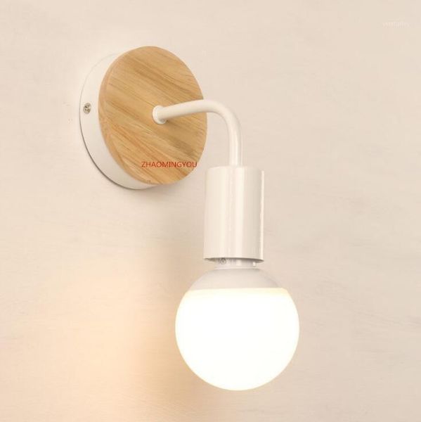 

wall lamp 1pcs northern europe vintage wood metal industrial indoor lighting bedside lamps led light1