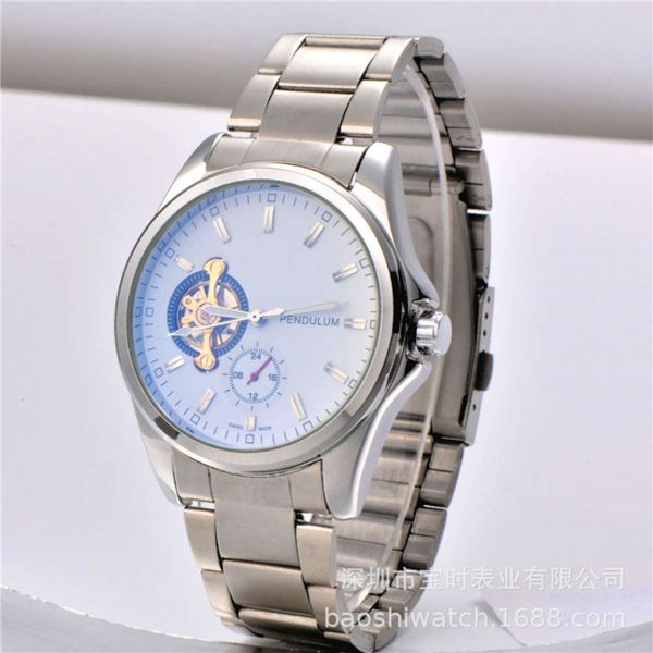 

tourbillon cross selling mirror blue light glass hollow mechanical men's watch steel belt belt watch 1302, Slivery;brown