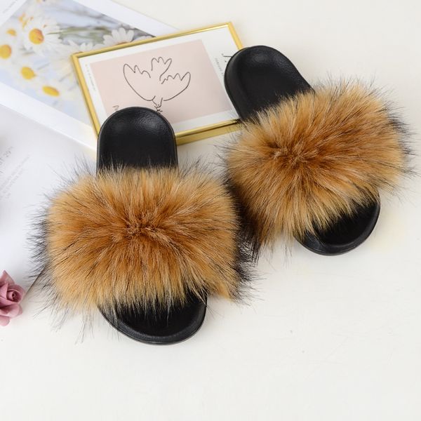 Faux Fur Slides Furry Slipper Shoes Sapatos Sandálias Sandálias Senhoras Fluffy Slides Atacador de Desenhista Moda Luxuoso Flip Flops 20125