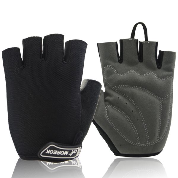 

moreok мужчины женщины велоспорт перчатки половина finger велосипед перчатки противоударный дышащий mtb-роуд горный велосипед bmx gym спорти, Black