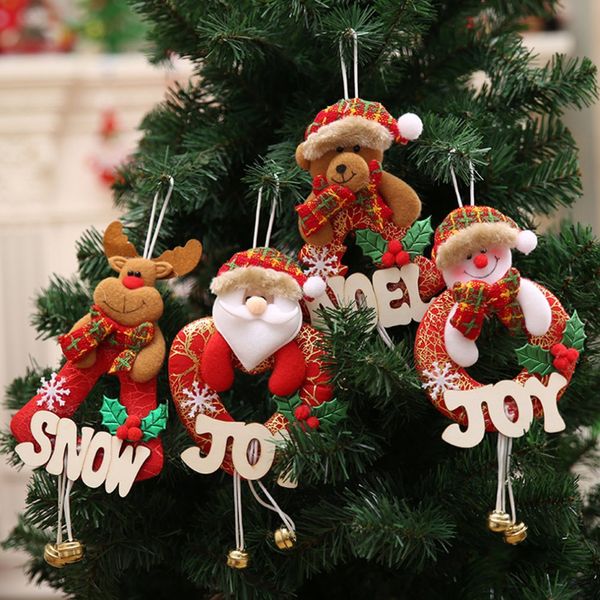 

tree decoration santa christmas ornaments hanging with jingle bells door wall letter bell pendant 0ddr