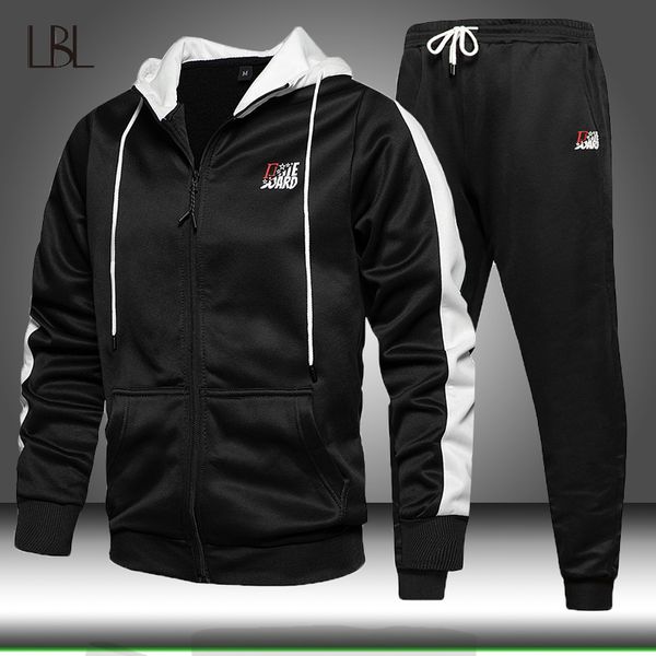

men's autumn winter sets hoodie+pants two pieces sets men casual tracksuit male sportswear 2020 new tracksuits brand clothing, Gray