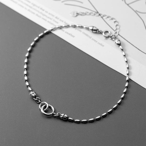 

miqiao bracelet on the leg chain women's 925 sterling silver anklets female thai silver beanie foot fashion jewelry for girls, Red;blue