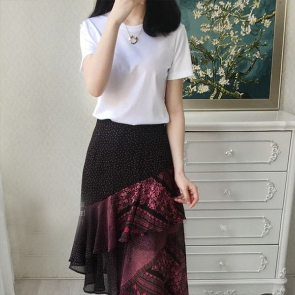 

6y2xd new mercerized short sleeve for t-mercerized cotton twhite loose round v-neck pure cotton t-shirt spring and summer 2020 women's, White