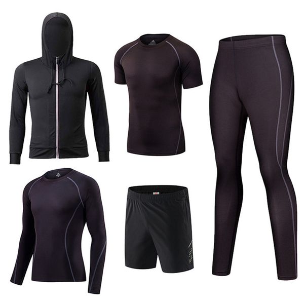 

new clothes men's six piece summer short sleeve quick drying t-shirt running exercise fitness suit, Gray