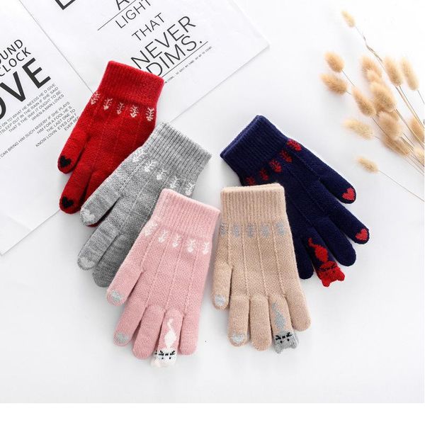 

glove women winter touch screen gloves thickening knitting wool luvas de inverno modis guantes mujer invierno coupl jllxdz, Black