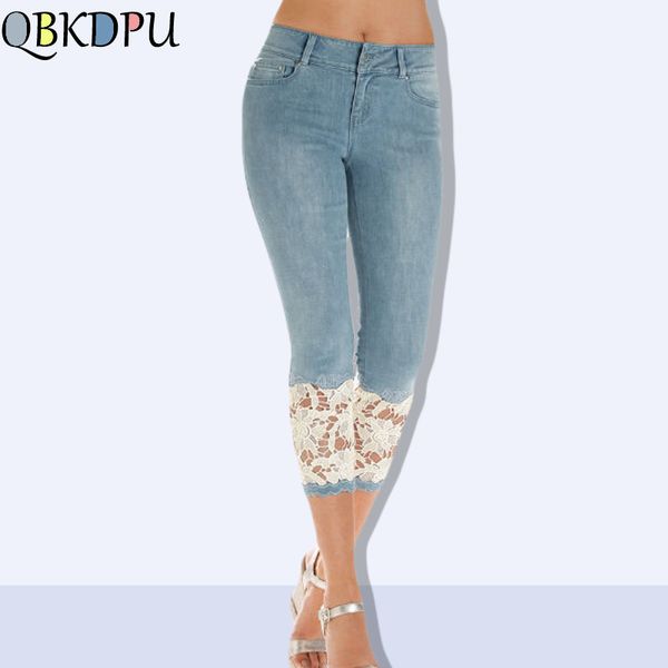 Тонкий вышивка кружева полые брюки женские летние брюки худых женщин каприз джинсы колена длина джинсовые шорты джинсы стрейд плюс размер T200701