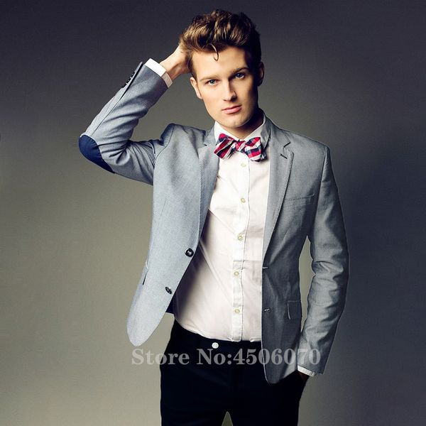 

wedding suits for men elbow patches business casual groom wear tuxedo slim fit male blazers 2pieces jacket pant, Black