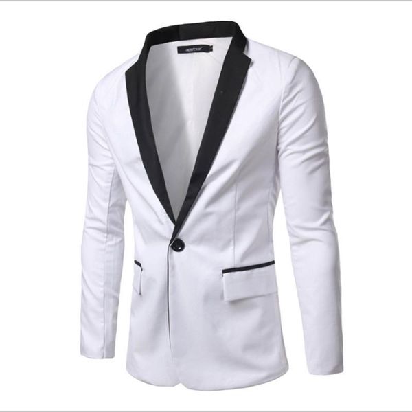 

new autumn male spring blazer slim fit suit male jacket men white blaiser para hombre men's blazer suit jacket, White;black
