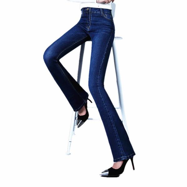 

new autumn womens flare pants korean skinny jeans woman 2020 high waist stretch slim thin denim trousers casual pants, Blue