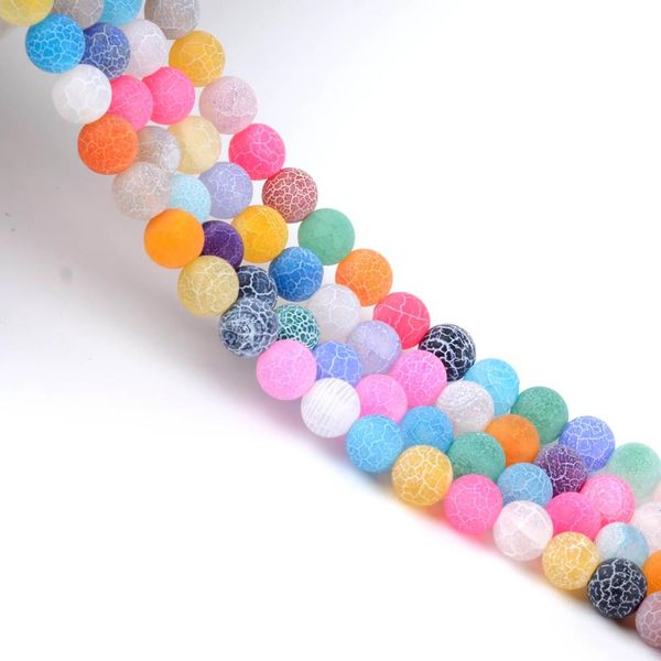 

natural frost cracked agates stone beads round loose spacer beads for jewelry making diy bracelet handmade 4/6/8/10/12mm