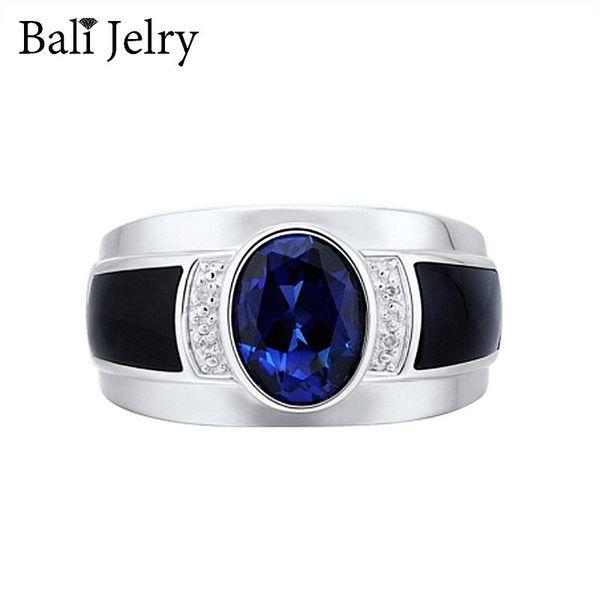 

cluster rings balijelry silver men ring 925 jewelry accessories oval sapphire gemstone open for wedding engagement ornaments wholesale, Golden;silver