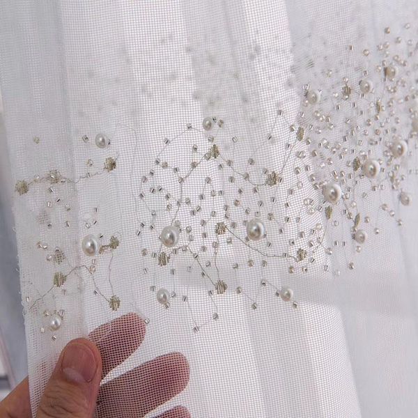 

curtain & drapes luxury beautiful 3d pearl series gray tulle curtains for bedroom diamond bright white sheer window living room kitchen