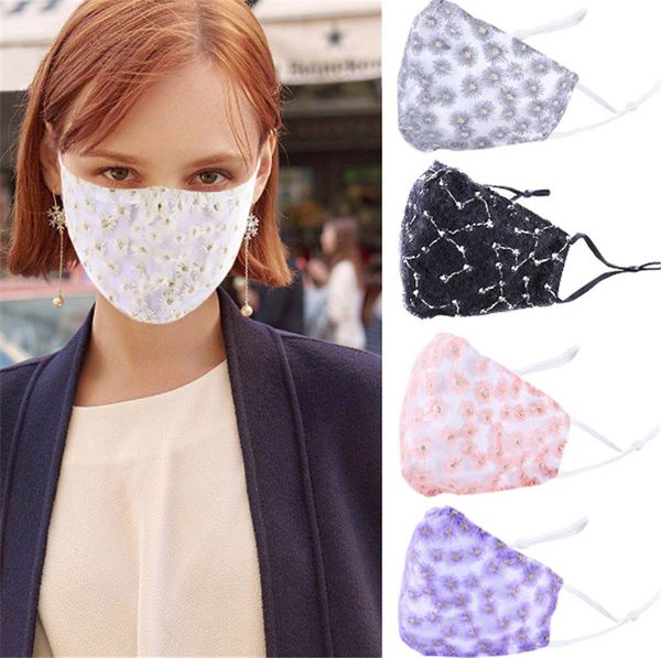 

2020 face masks reusable cotton face mask washable anti dust mouth cover daisy flower mask women fashion party masks