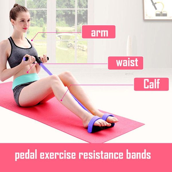 

resistance bands multi-function tension rope for exercises elastics tape fitness 4 tube elastic pedal ankle puller
