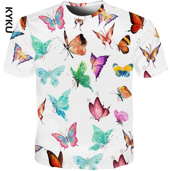 

new fashion 3d printed men's t-shirt butterfly print male/female t shirts summer short sleeve tees for men, White;black
