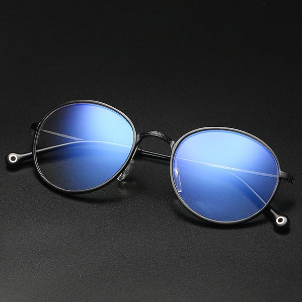 

men anti blue light glasses for compute aluminum magnesium blue blocker game glasses for mens eyeglasses round frame optical, White;black