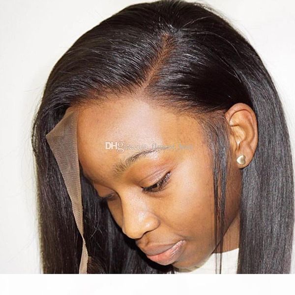 

silk full lace wigs silky straight silk base lace front human wigs for black women full lace wig with baby hair, Black;brown