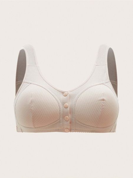 

plus ribbed button front bralette m17v#, Black;white