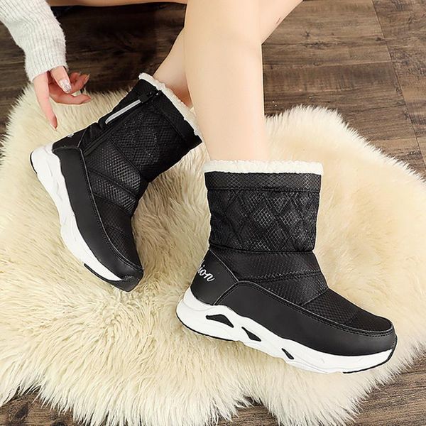 

women boots waterproof snow boots female plush winter women warm mid-calf botas mujer winter shoes woman footwear ladies, Black