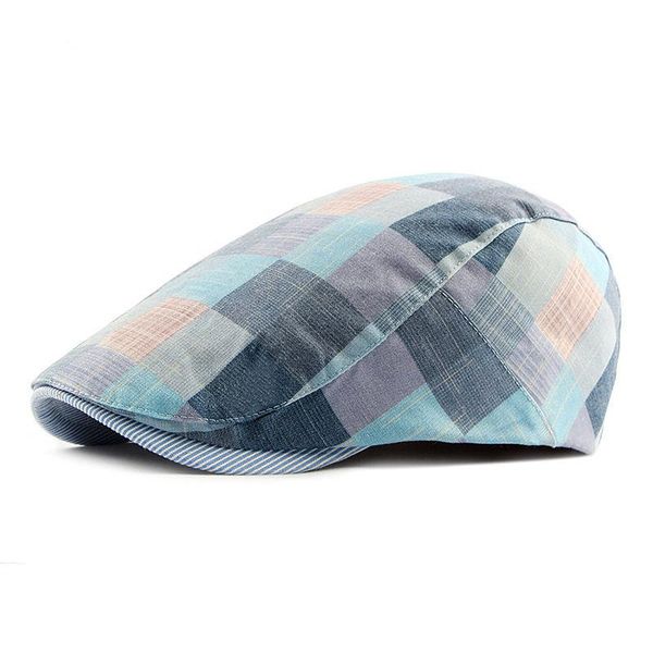 

new fashion spring summer vintage plaid beret men womwn hat cotton cabbie lvy flatcap newsboy cap wmtlsw yyysports, Black;white