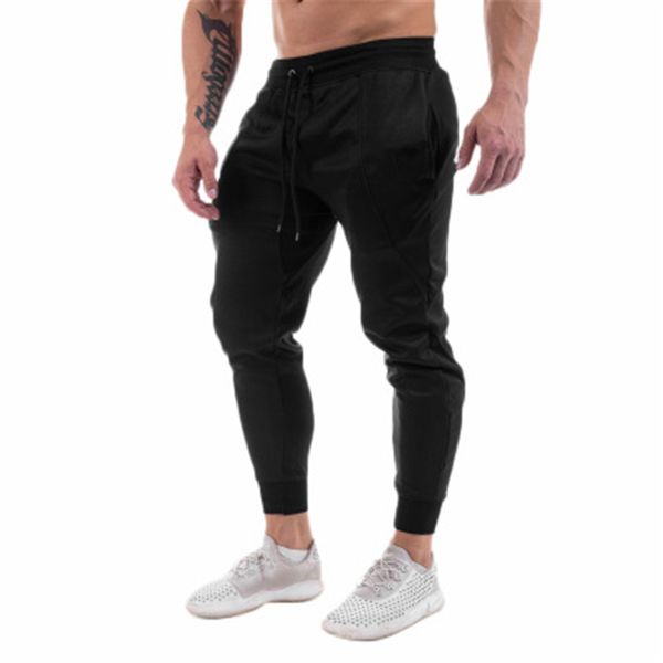 

mens solid color skinny sweatpants fashion occident trend running fitness sports pencil pant spring male new skateboard casual slim trousers, Black