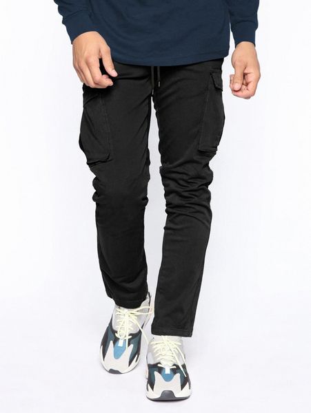 

men flap pocket cargo pants 40e6#, Black