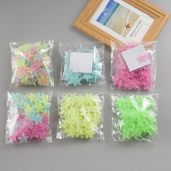 

100pcs/lot glow wall stickers decal baby kids bedroom home decor color stars luminous fluorescent 4 colors 267