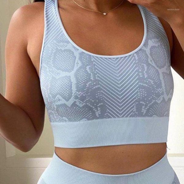 

gym clothing snake print strap sports bra with pad high impact push up seamless crop women fitness workout yoga sport wearactive tank1, White;black