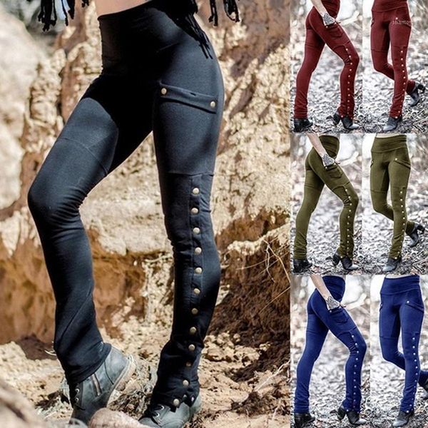 

running pants women female streetwear high waist europe america rivet split feet slim stretch pocket pencil pants1, Black;blue