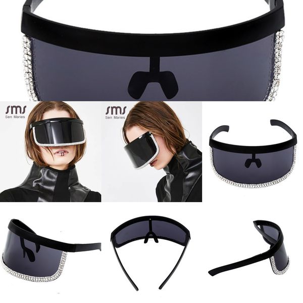 

women diamond oversized men uv400 fashion mirror 2019 protection frame sunglasses mask black eye luxury rhinestone big glasses cudtr