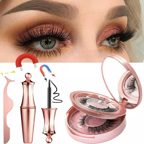 

false eyelashes 3d magnetic eyelash set clip liquid waterproof eyeliner long manual