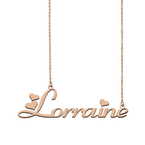 

lorraine name necklaces pendant custom personalized for women girls children friends mothers gifts 18k gold plated stainless steel, Silver