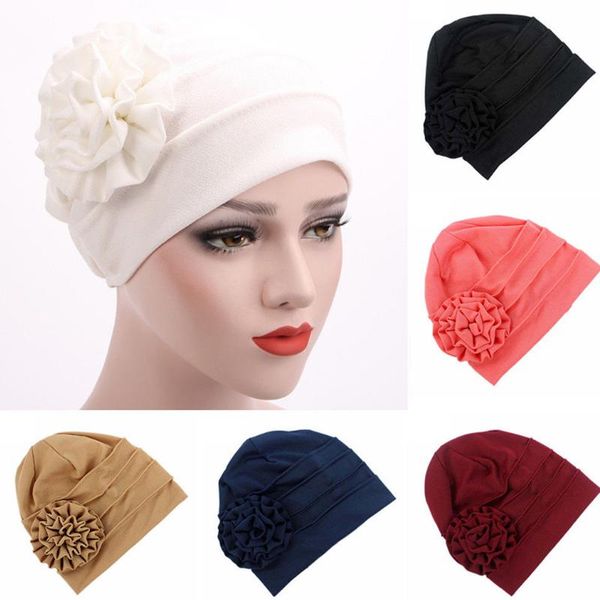 

beanie/skull caps solid color side of the applique flower scarf hat muslim head cap women postpartum warm turban, Blue;gray