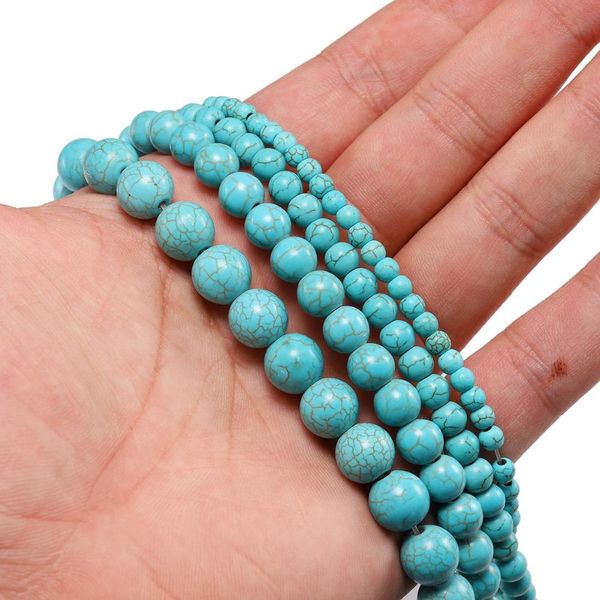 

1strand lot created beads 4 6 8 10 12 mm smooth natural green turquoises round loose spacer bead for jewelry making diy h bbyfrr
