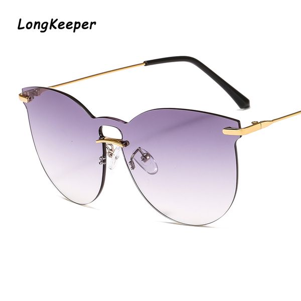 

brand long brand oversized sunglasses women black friday frameless men sunglasses gold frame gradient driving glasses retro goggles, White;black
