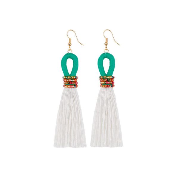 

1pair bohemia cotton thread tassel fringed earrings diy jewelry bag decorative accessories key chain craft beads tassels pendant h jllnsp