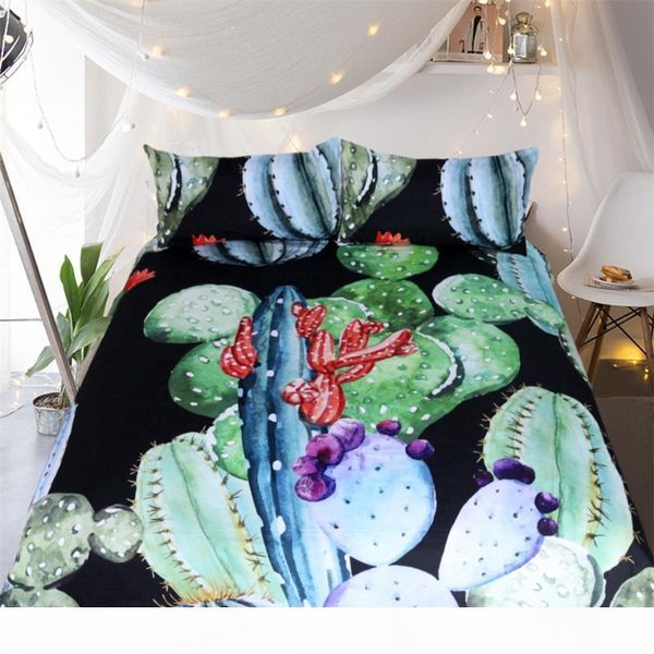 

wensd bedding set 3pcs high-quality plant bed set cotton black green duvet cover+ pillow sham - no bed linen
