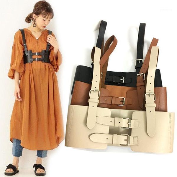 

getsring women cummerbunds pu belt corsets vest adjustable vintage waist belt corset all match dress decoration black wide belts1, Black;brown