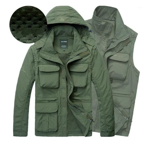 

men tactical jacket autumn quick dry 2-in-1 xxxl style army coat male 2021 multi pockets hooded windbreaker waterproof1, Black;brown