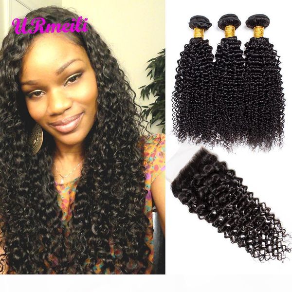 

curly hair bundles with closure mongolian kinky curly unprocessed virgin hair with closure dhgate remy human hair bundles with lace closure, Black;brown