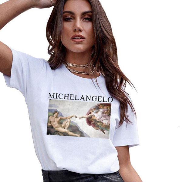 

новые michelangelo sistin t-рубашки женщины harajuku ulzzang tumblr kawaii femme t рубашка повседневная топы tee старинные женские футболка, White