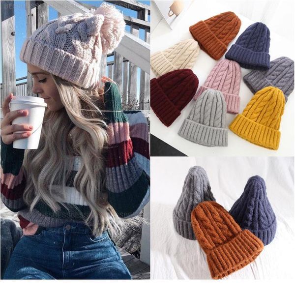 

beanies winter warm twist woolen hats for women female hip hop knitted cap ski soft elastic bagg jllrdh